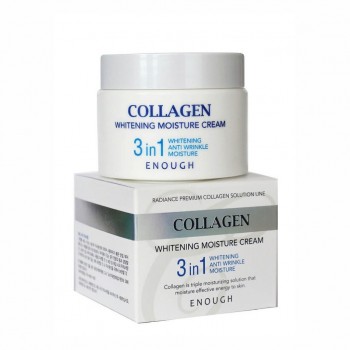 Enough Collagen Whitening Moisture Cream 3 in 1 Увлажняющий отбеливающий крем для лица с коллагеном 3 в 1, 50 мл, 50 г  * МЯТАЯ УПАКОВКА