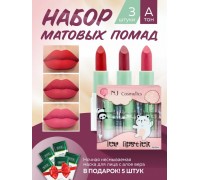 NJ Cosmetics Подарочный набор матовых помад для губ+подарок 5 масок, тон А
