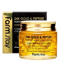 Антивозрастной ампульный крем с золотом и пептидами Farm Stay 24K Gold Peptide Perfect Ampoule Cream