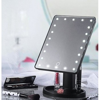 Зеркало косметическое для макияжа с LED подсветкой, USB-провод, черное